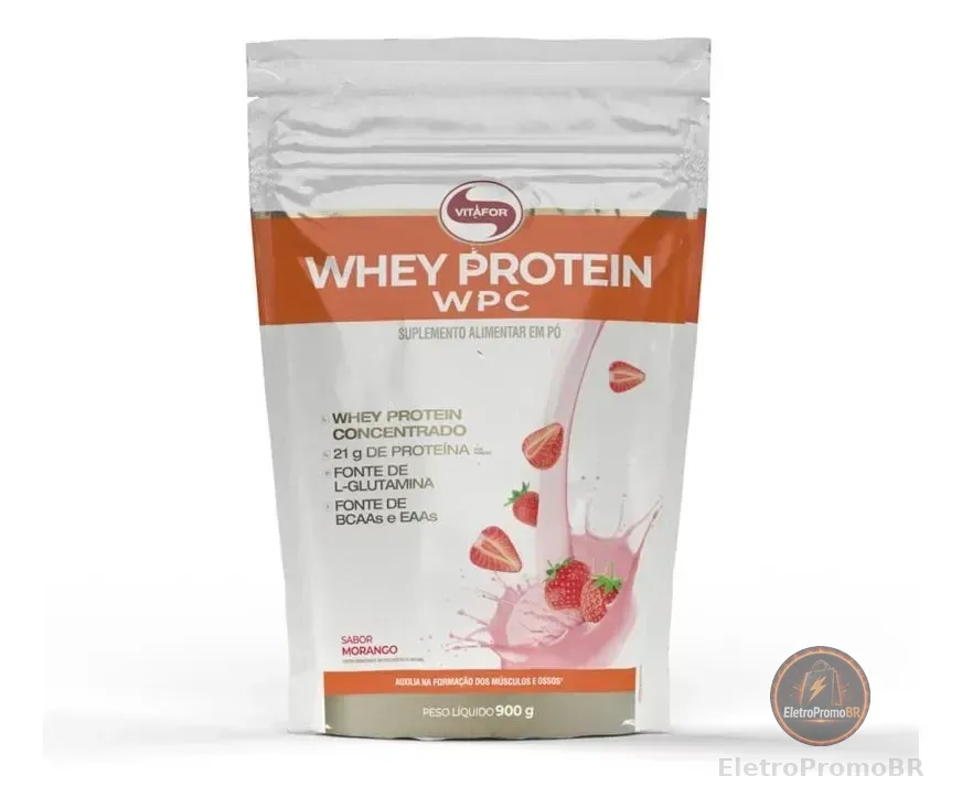 Whey Protein WPC Morango 900g Vitafor