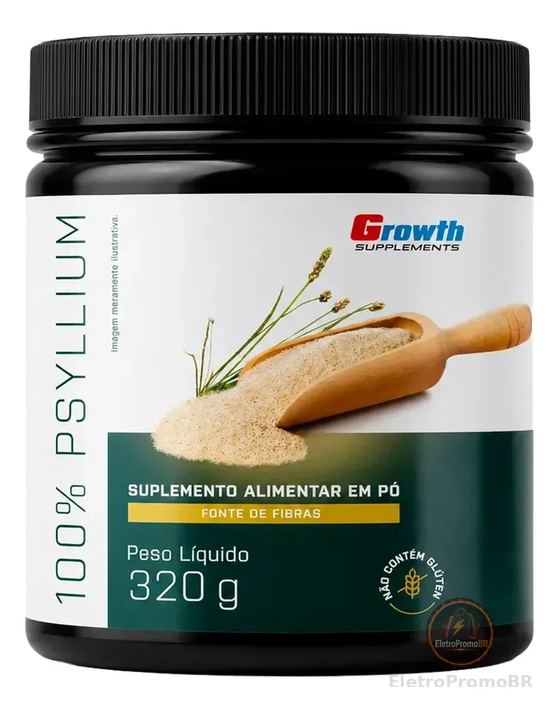 Psyllium 100% 320g - Growth Supplements Sem Sabor Sem Sabor