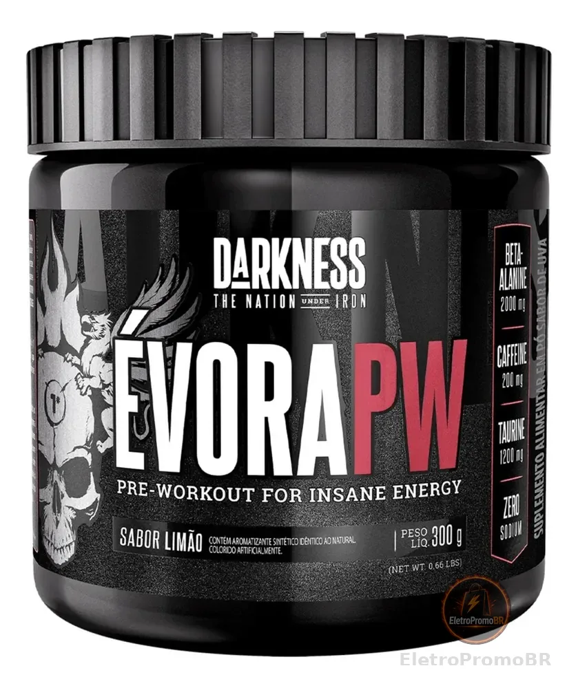 Evora Pré-Treino Limão 300g Darkness - Força, Concentração e Energia Sustentada para Treinos de Alto Nível