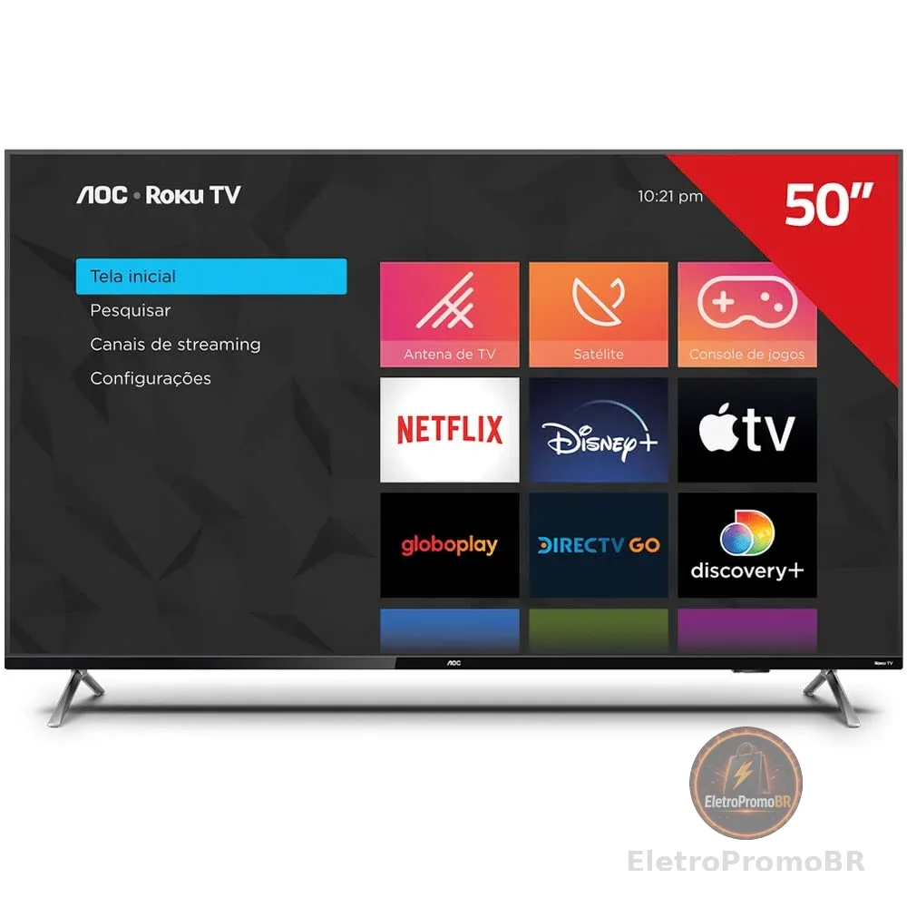 Smart TV 50" Aoc Roku 4K Série 6125-50U6125/78G
