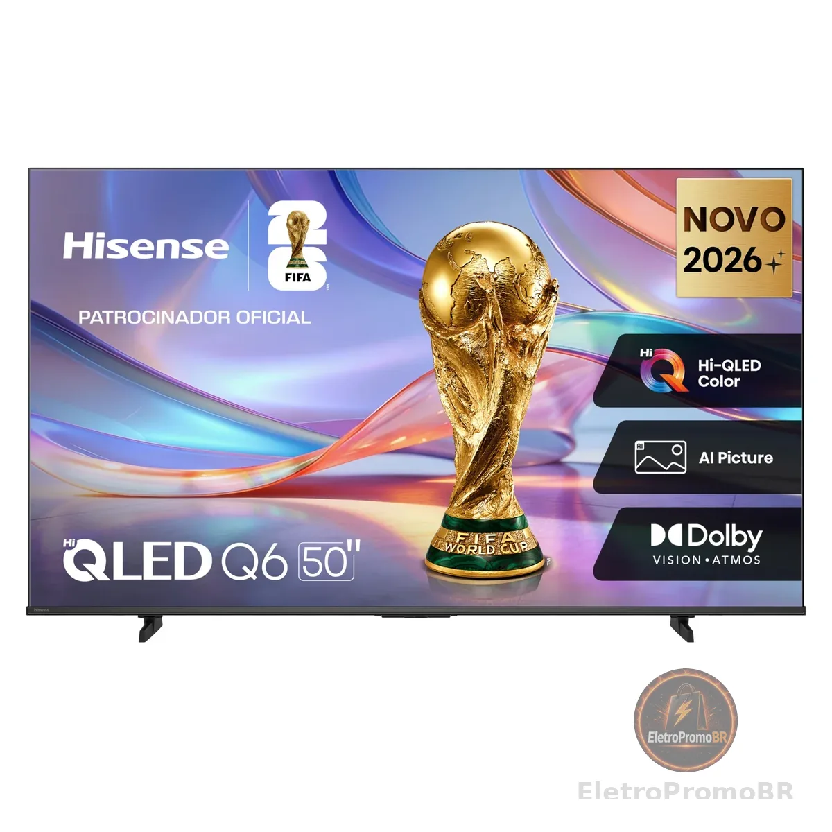 Hisense Smart TV 4K Hi-QLED 50" Polegadas 50Q6QVV com Processador AI, Dolby Vision, HDR10+, HLG, Filmmaker Mode, Dolby Gaming, Dolby Atmos, MiraCast e Compatibilidade Alexa