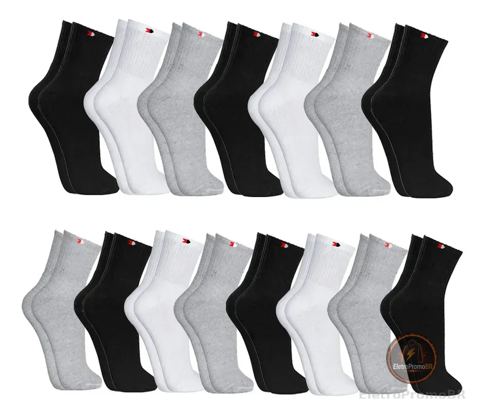 Kit 15 Pares Meias Sport Algodão Cano Médio Sandrini Confort Sortidos 39-43