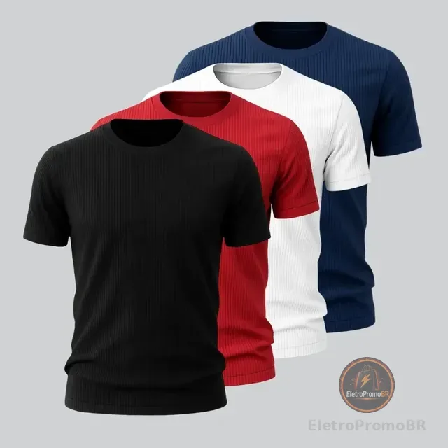 Kit 4 Camisetas Canelada Americana Masculina Ribana Premium