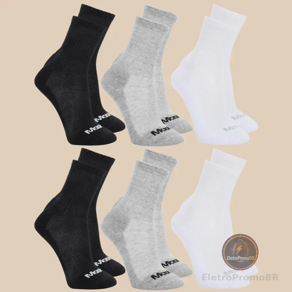 6 Pares De Meias Mash Cano Médio Longo Masculina Esportiva Kit Misto M (34 A 38)