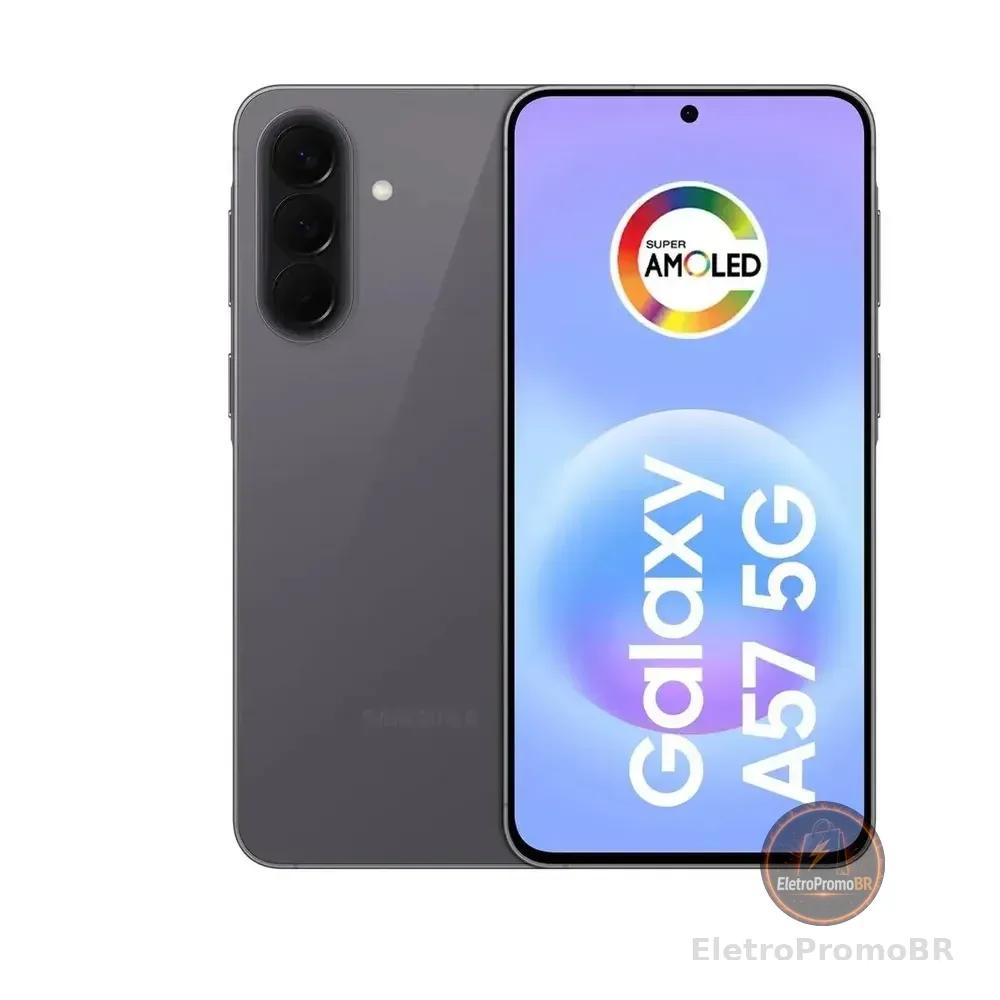 Celular Samsung Galaxy A57 5G 128GB, 8GB RAM, Câmera 50MP, IP68, Super AMOLED 6.7", Recursos AI -Cinza