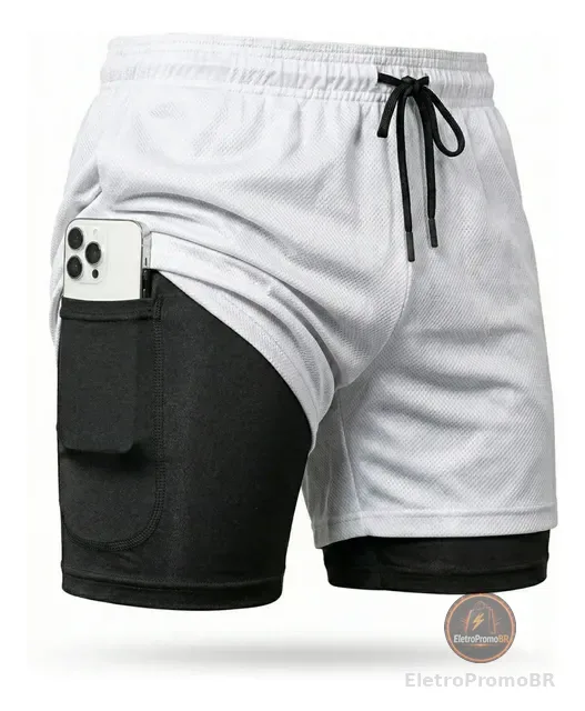 Shorts Dry Fit 2 Em 1 Masculino Térmico Compressão Corrida