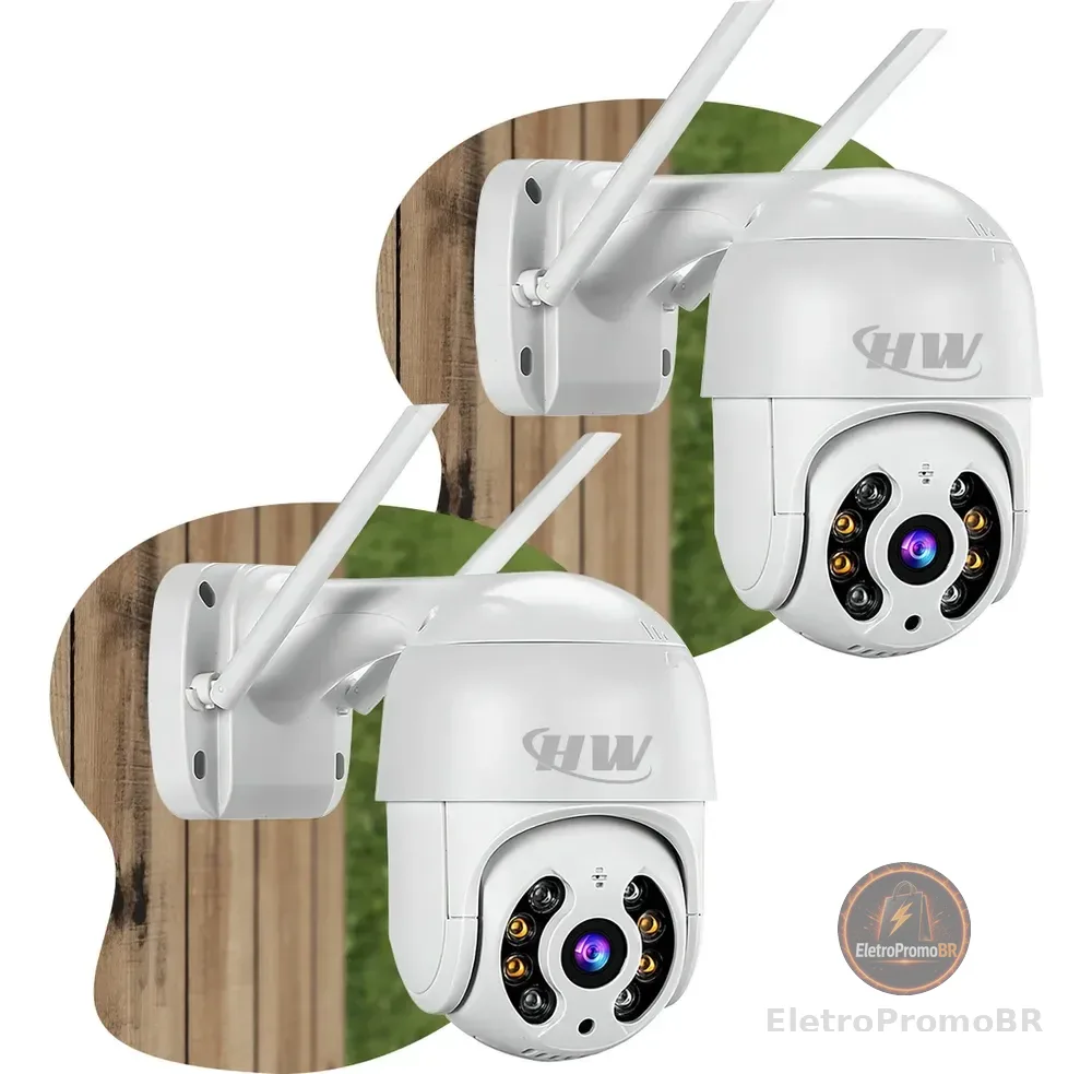 Kit 2 Câmeras Segurança Ip Interna Externa Wifi iCSee Infravermelho Prova D’Água - HW