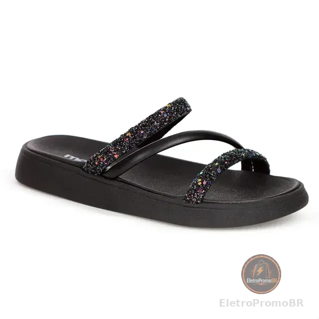 Sandalia Papete Moleca Feminina Tiras Strass Macia Original