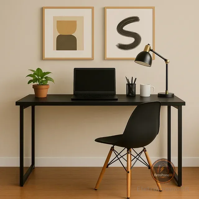 Escrivaninha Industrial 110cm  Mesa Estudo Aparador Pés Aço
