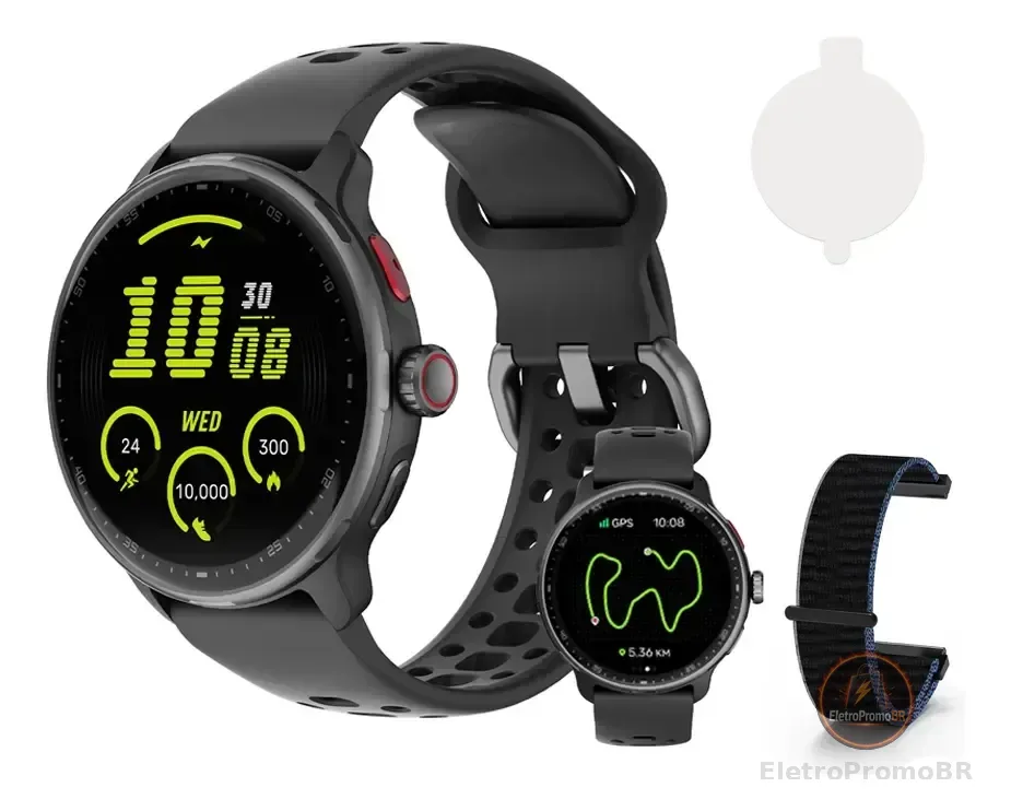 Relógio Inteligente Gps Smartwatch Amoled 3atm Sport Gps Caixa Preto
