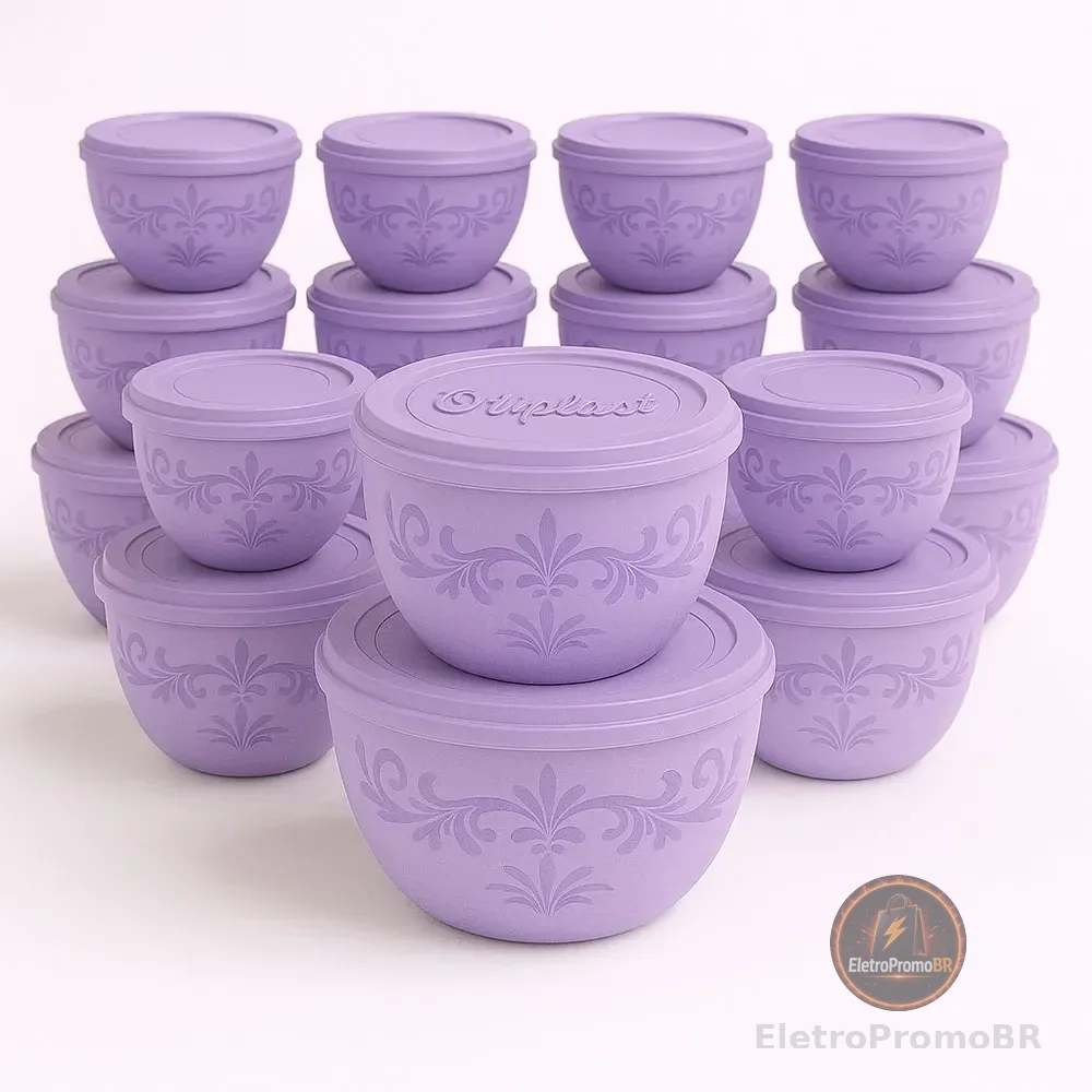 Conjunto 10 Potes Bowl Personalizado 1l Oliplast Lilás