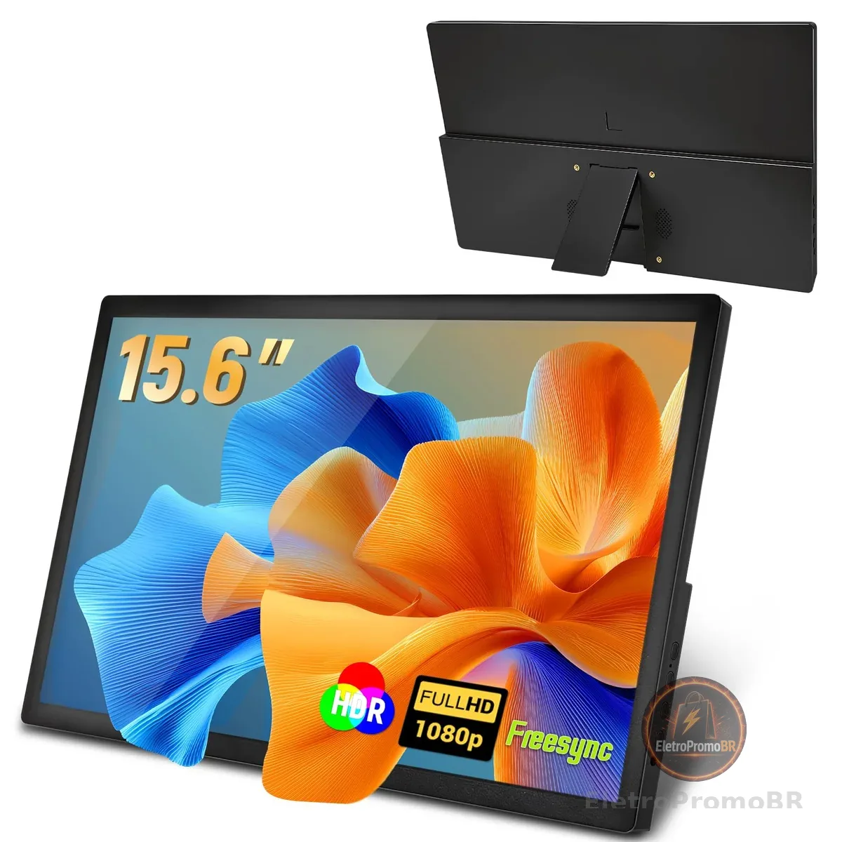 Monitor Portatil para Notebook 15.6" FHD IPS Ultra Fino 1080P com HDR e FreeSync USB-C/HDMI Zero Latência - Tela Portátil para Notebook com Filtro de Luz Azul,pare Viagens, Casa, Trabalho e Jogos