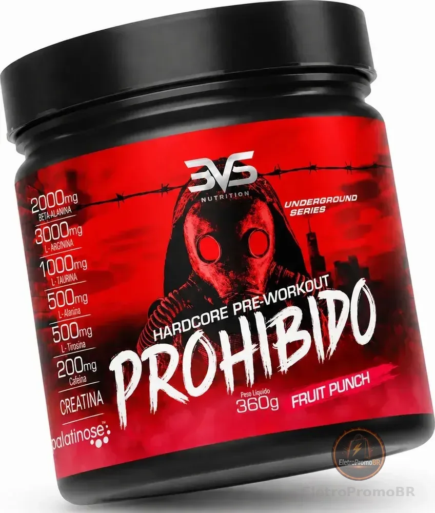 Pré Treino PROHIBIDO Fruit Punch 360g com Creatina e Beta Alanina
