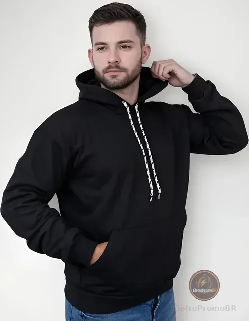 Moletom Canguru Algodão Unissex Blusa De Frio Flanelado Liso