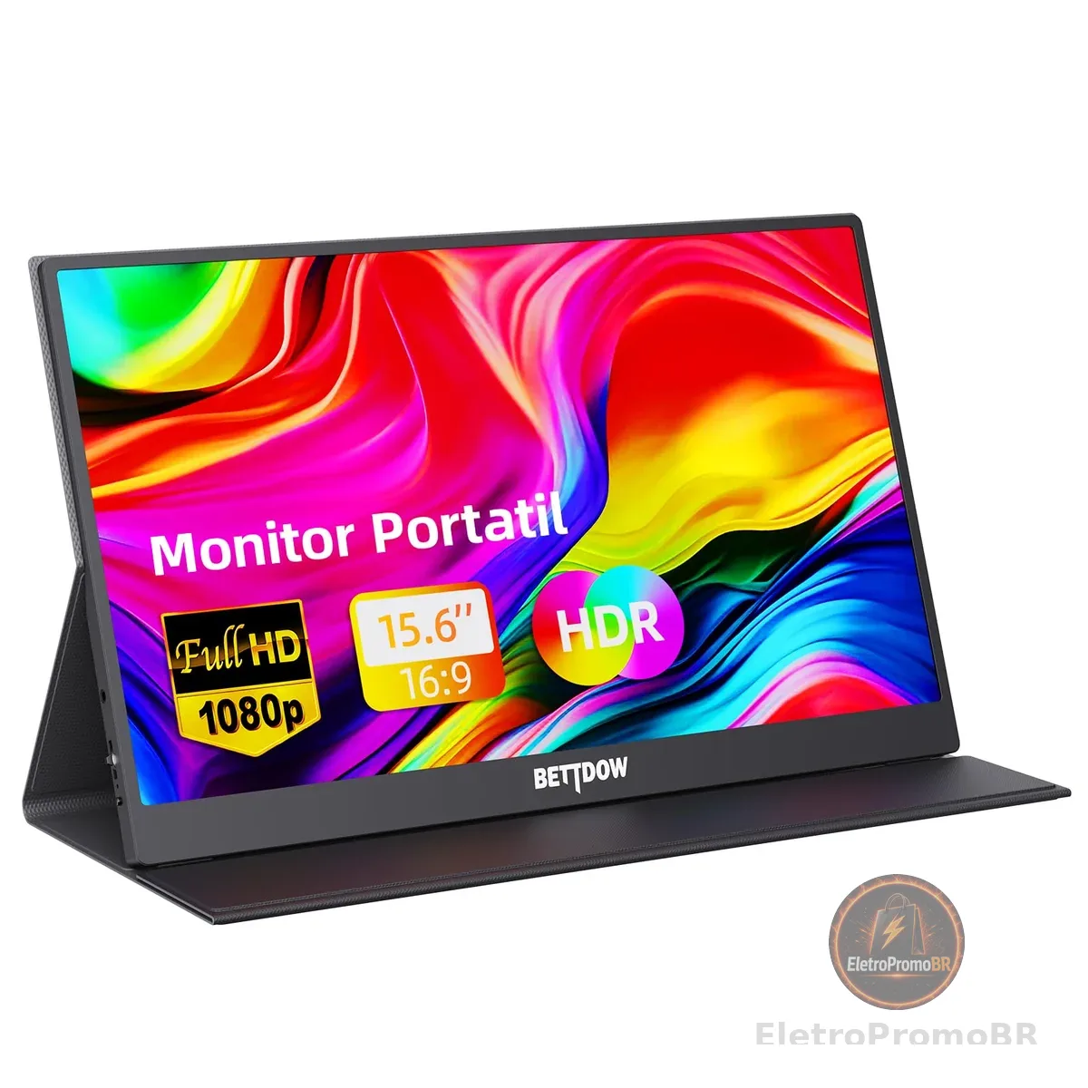 Bettdow Monitor Portatil 15,6'', FHD 1080P Monitor Portátil Conectado Com USB C Dupla/HDMI, IPS Extensor De Tela para Notebook com VESA e Funda Inteligente magnético, Plug and Play