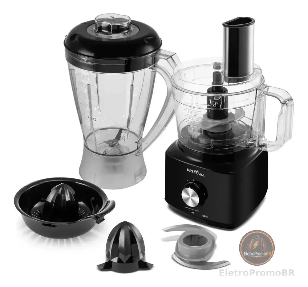 Multiprocessador britânia Bmp900 1000w 3 em 1 inox Preto