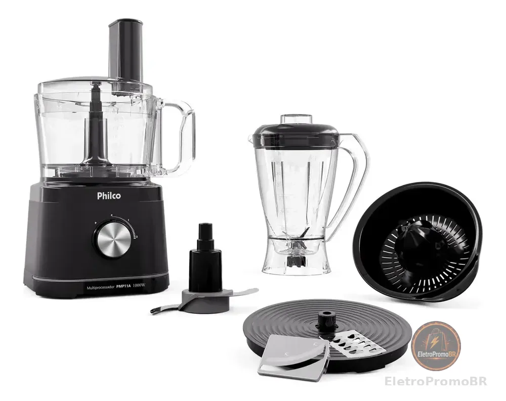 Multiprocessador Philco 5 em 1 1000W com Liquidificador 2,2L Preto PMP11A