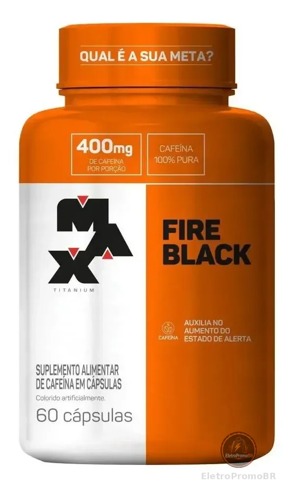 Pote Termogênico Fire Black 60 Cáps Max Titanium Sem Sabor Sem Sabor