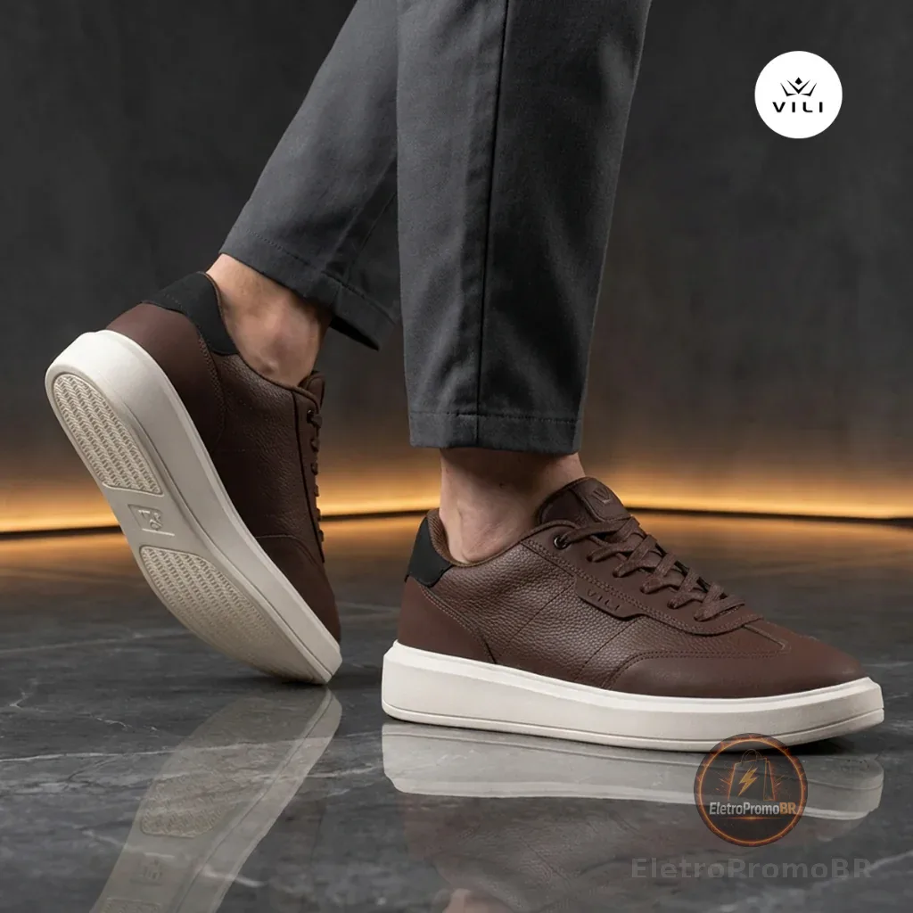 Tênis Masculino VILI Urban Sapatênis Casual Couro Nobuck