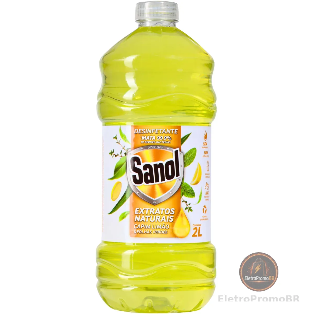 Desinfetante Extratos Naturais Capim Limão & Folhas Verdes 2 Litros Amarelo