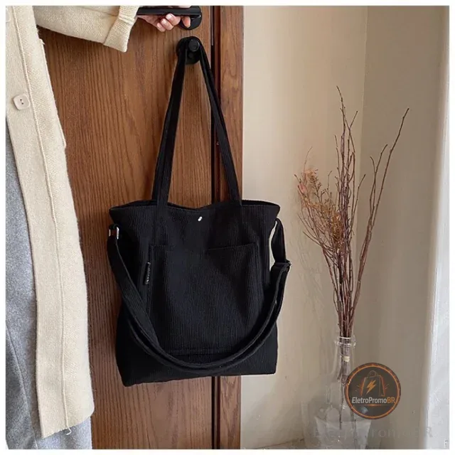 bolsa feminina transversal e ombro veludo cotelê “LOGOMG”