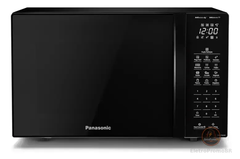 Microondas Panasonic Nn-st66nbru Black Glass 34L Dupla Refeição