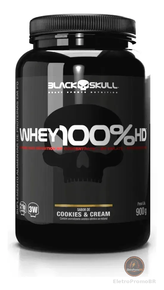 Whey 100% HD Black Skull - 900g (wpc, Wpi E Wph) Sabor Cookies & Cream