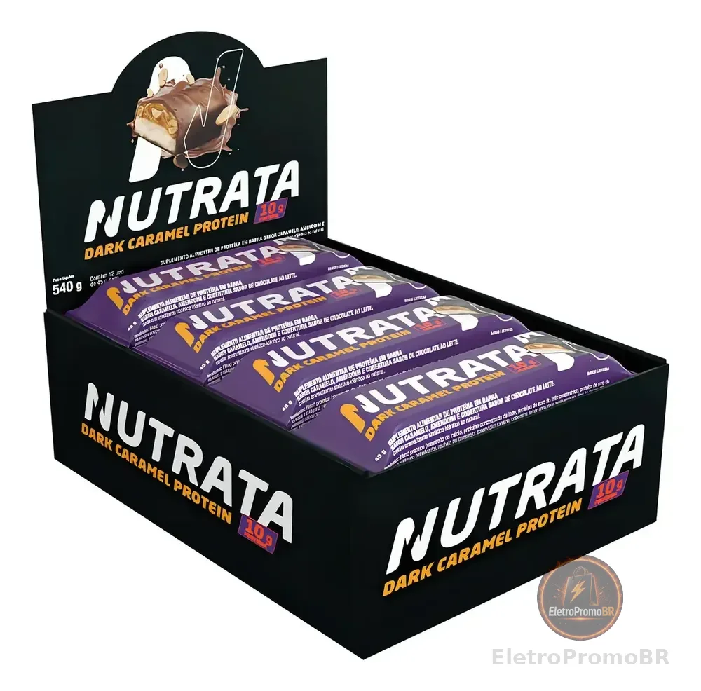 Barra Dark Caramel Protein 45g Display com 12 Unidades Nutrata