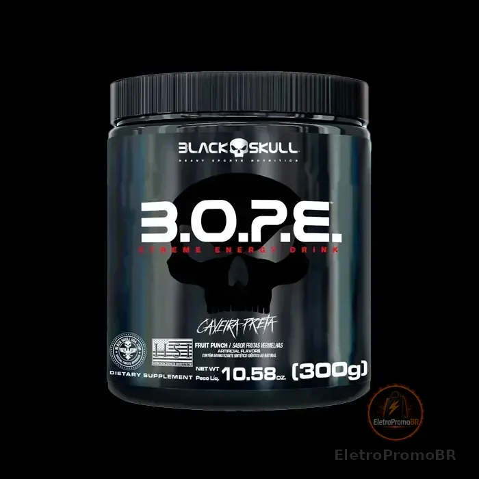 Pré-Treino B.O.P.E. Black Skull em Pó, 300g Sabor Frutas Amarelas