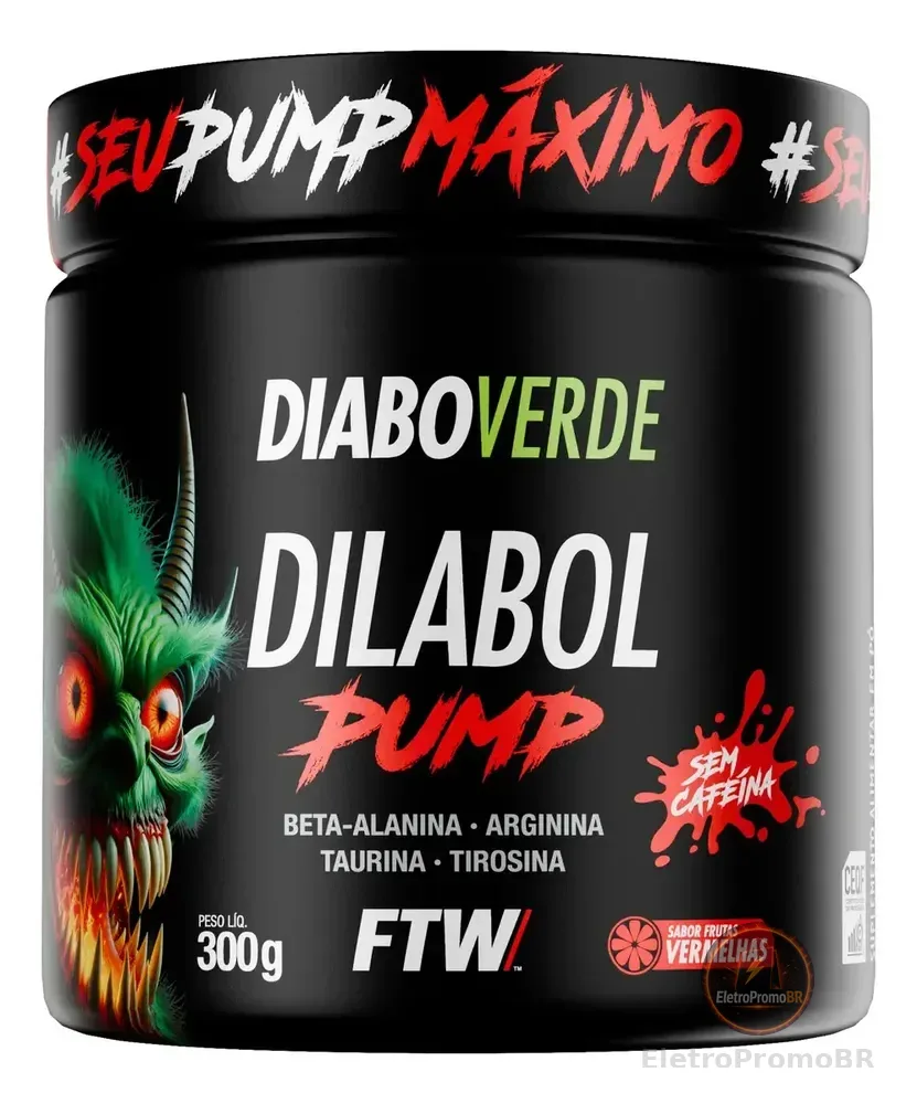 Pré Treino Pre Workout Dilabol Pump Pote 300g Sabor Frutas Vermelhas Diabo Verde - FTW