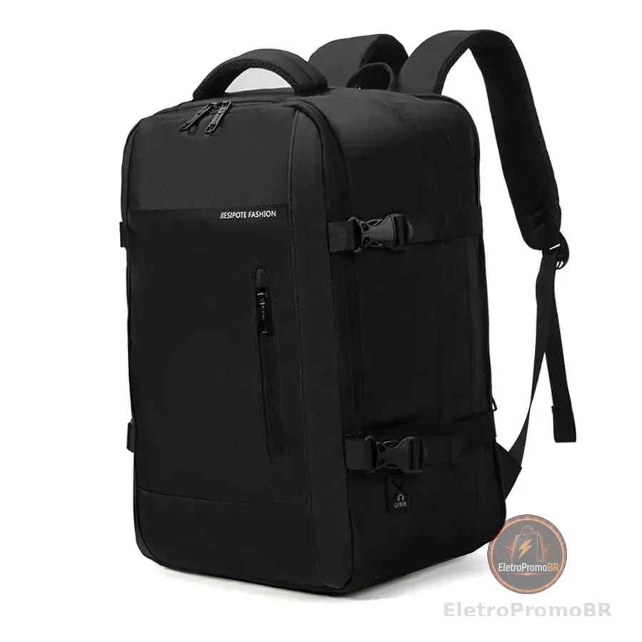 Mochila masculina, impermeável, reforçada, com capacidade ampliada de 30-42L, adequada para portátil, viagens diárias, cor preta