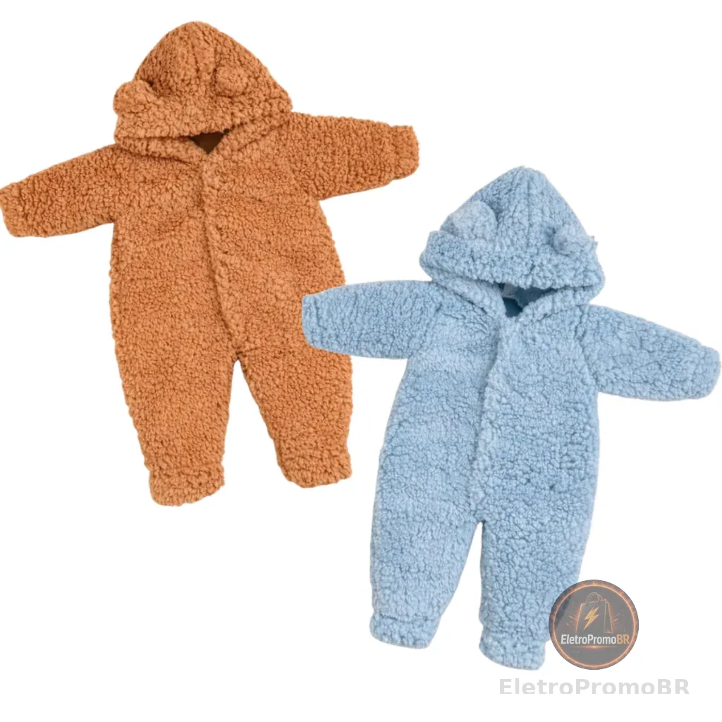 Kit 2 Macacão Pelúcia Bebe Inverno De Pelo Carneiro Menino