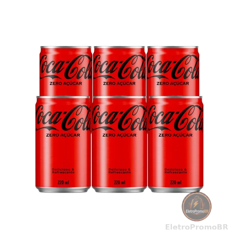 Pack de Coca-Cola sem açucar Lata 220mL 6 unidades
