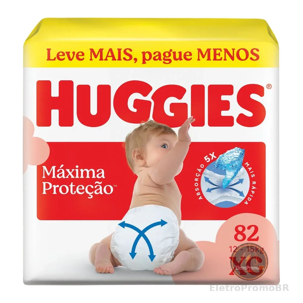 Fralda Descartável Huggies Máxima Proteção Tamanho XG 82 Unidades