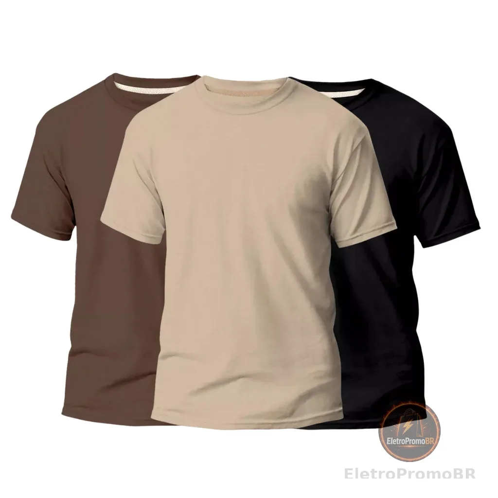 Kit 3 Camisetas Algodão Premium | Básicas, Confortáveis e Econômicas
