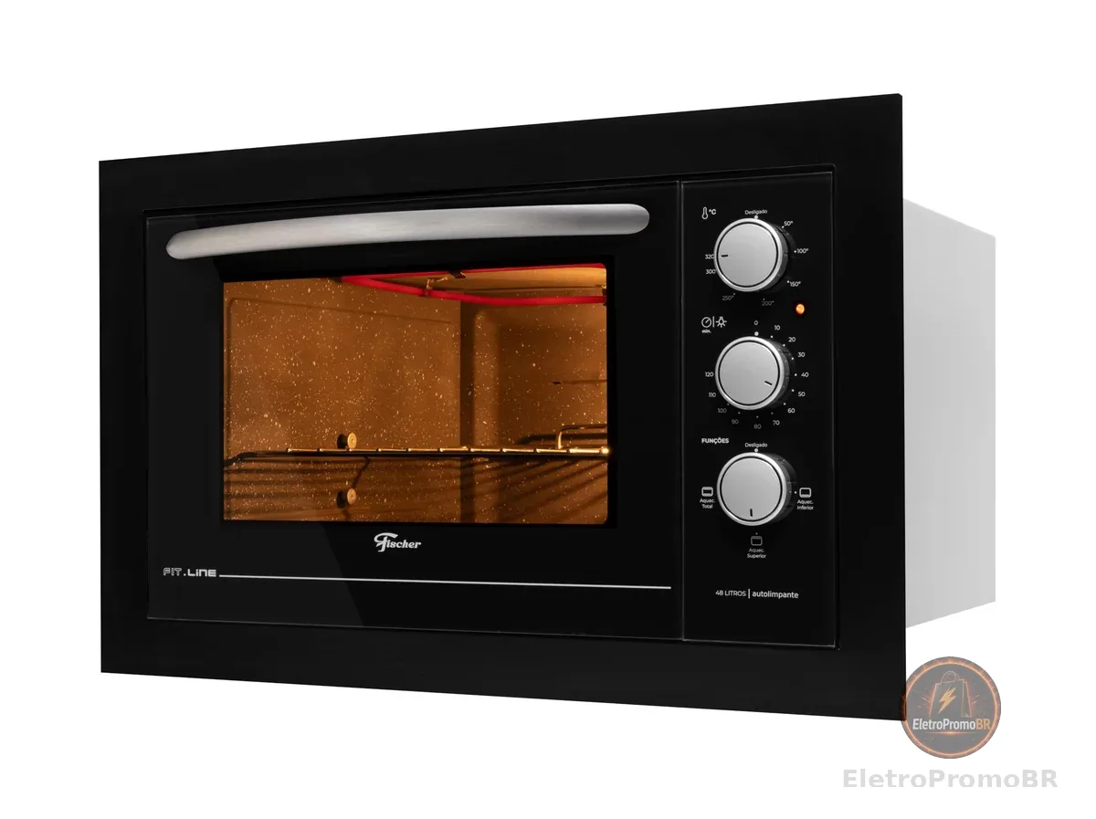 FISCHER FORNO ELÉTRICO EMBUTIR FIT LINE 48L BLACK 127V 34493-95481
