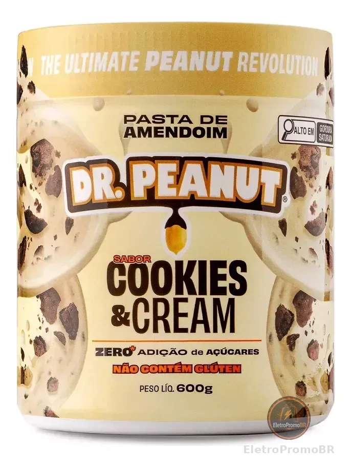 Pasta de Amendoim Dr. Peanut sabor Cookies & Cream de 600g