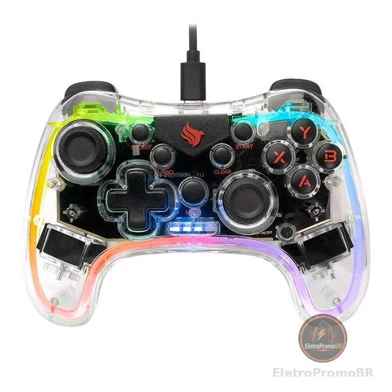 Controle Pichau Glower P1, PC/Switch/PS3/Android, Transparente, PG-GLWP-BL01