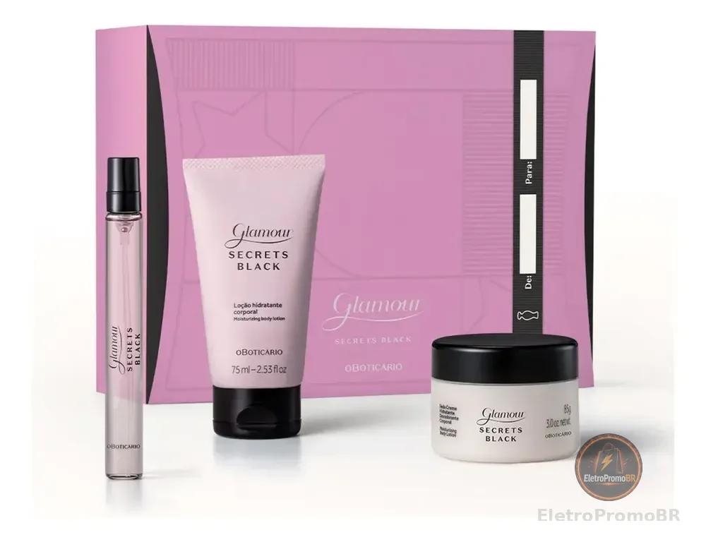 Kit Glamour Secrets Black O Boticário Feminino 3 Produtos