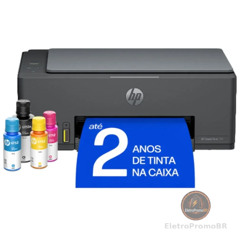 Impressora Multifuncional HP Smart Tank 584 Tanque de Tinta Colorida Wi-Fi com autorreparo, USB - Impressora, Copiadora e Scanner Cor: ‎Cinza Chumbo (5D1C1A)