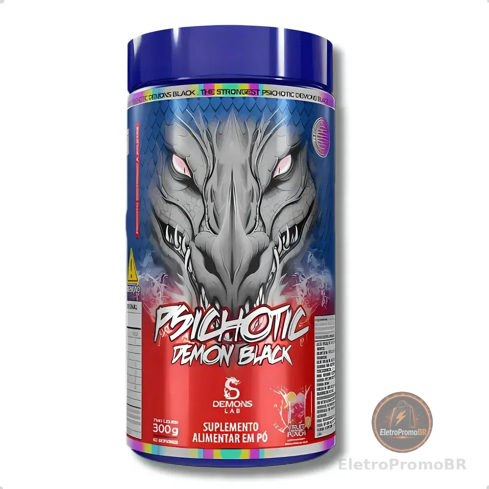 Suplemento Em Pó Demons Lab Psichotic Black Pré Treino Sabor Fruit Punch Em Pote De 300g