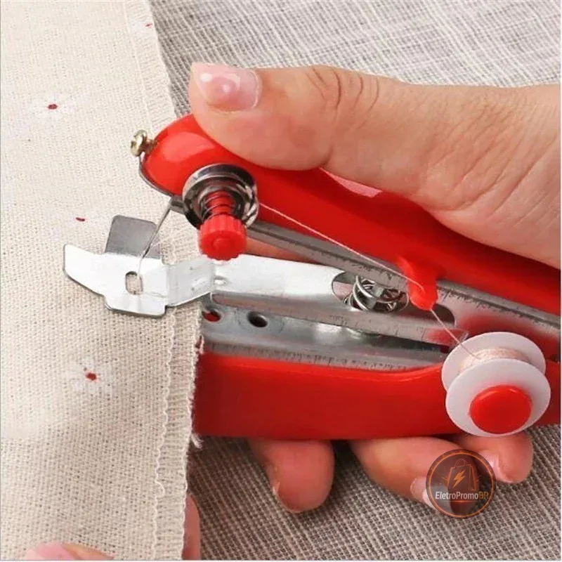 Mini Máquina de Costura Manual Portátil de Mão Compacta Costura Rápida para Reparos em Roupas e Tecidos Fácil de Usar