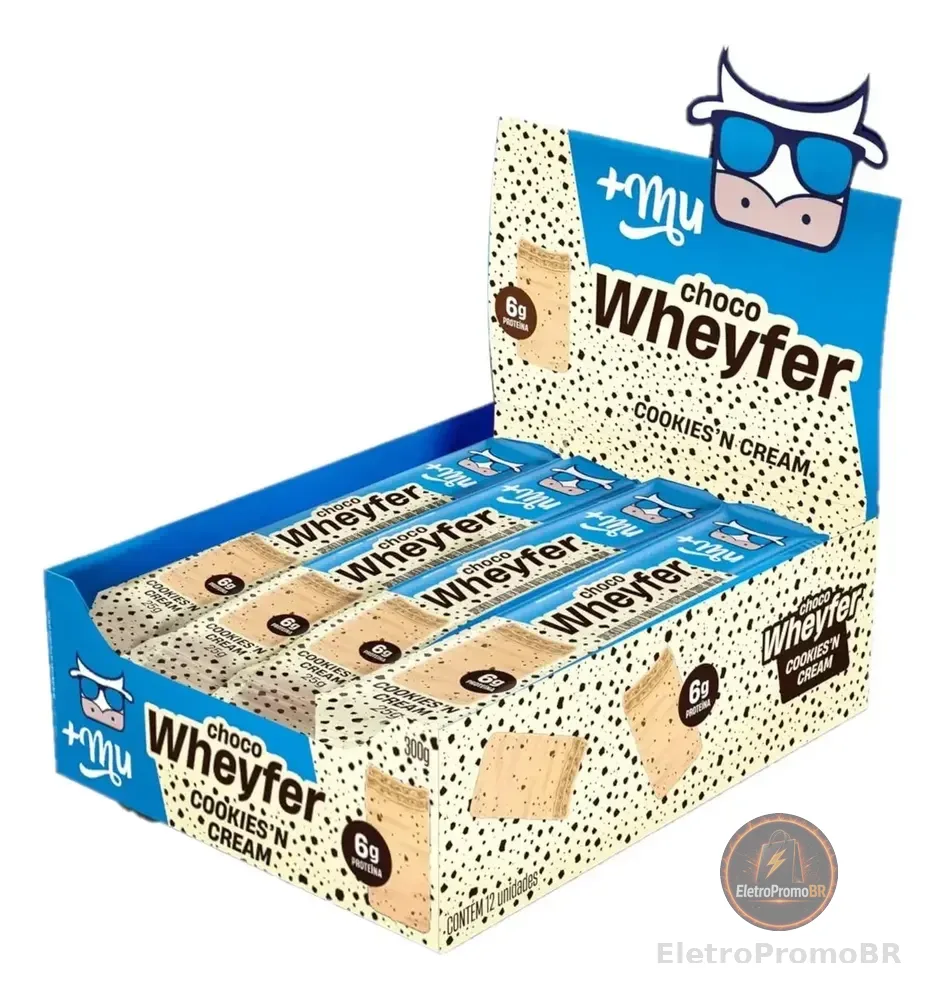 Snack Proteico Mais Mu Chocowheyfer Sabor Cookies 6g Proteína 12 Unidades