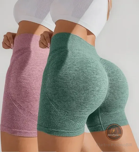 Kit 2 Shorts Fitness Empina Bumbum Confortável Para Academia