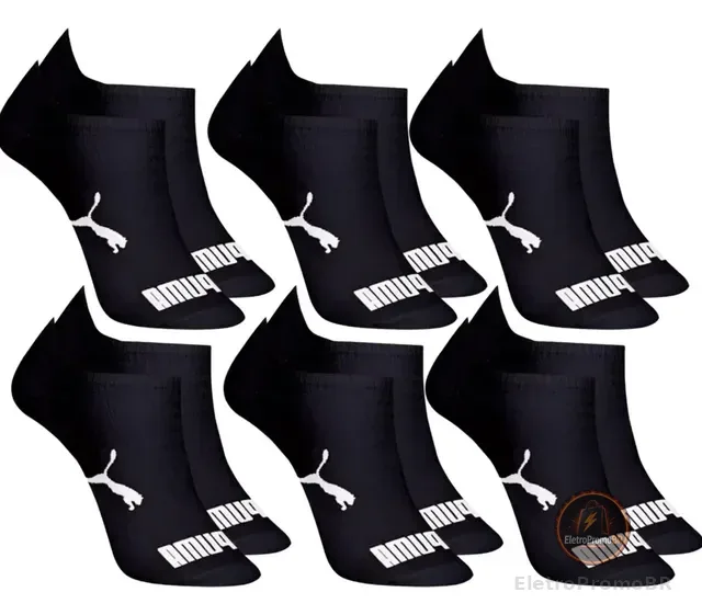 Kit 6 Pares Meias Invisível Puma Sapatilha Adulto Original