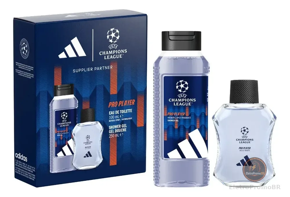 Kit adidas Uefa Pro Player Eau Toilette 100ml E Gel Vegano