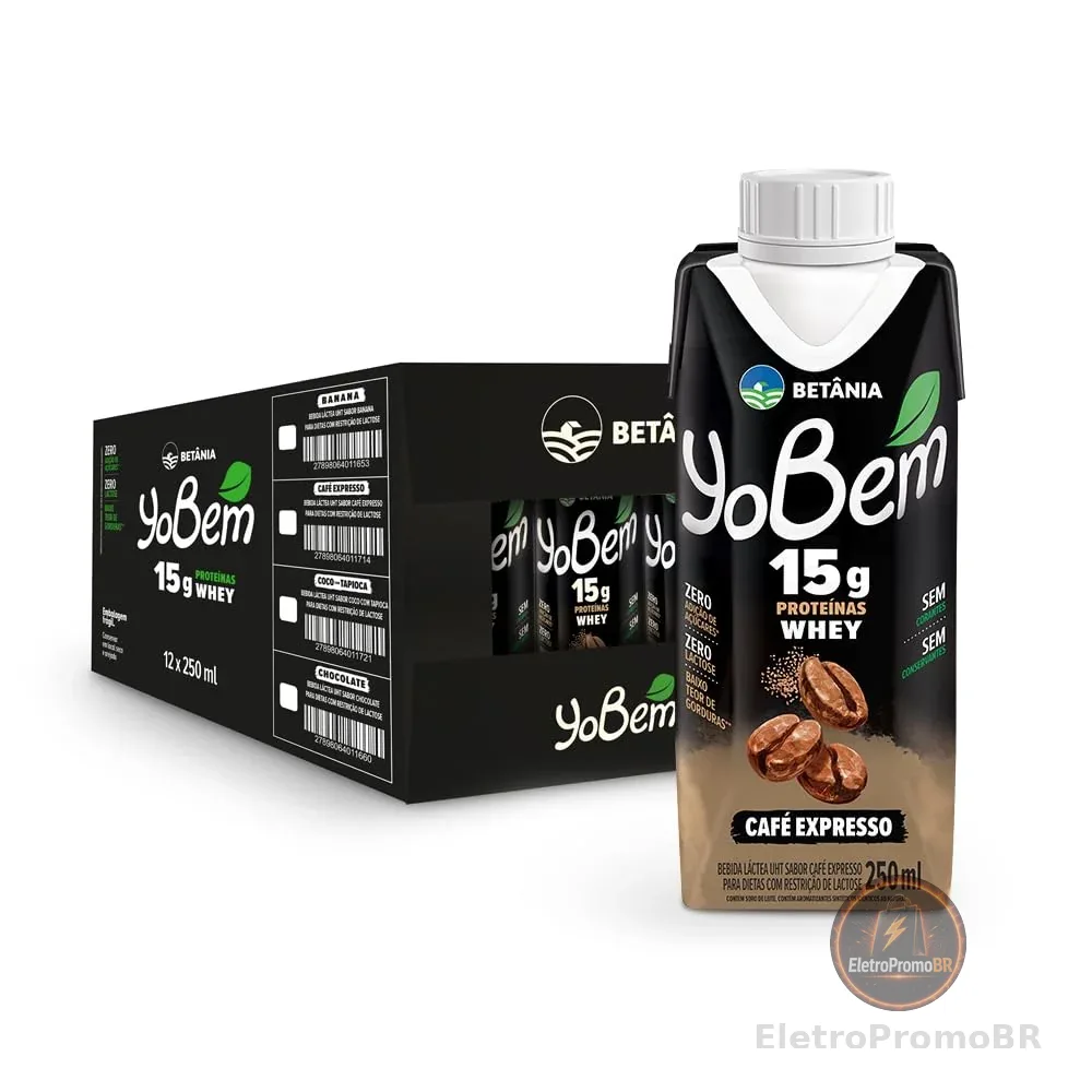 Pack YoBem Bebida Proteica Café Expresso 15g de Proteínas Whey - 12 Unidades