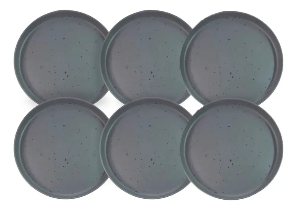 Kit 6 Pratos De Mesa Linha Orgânica Cinza 27cm - Ad Cinza Linha Orgânica