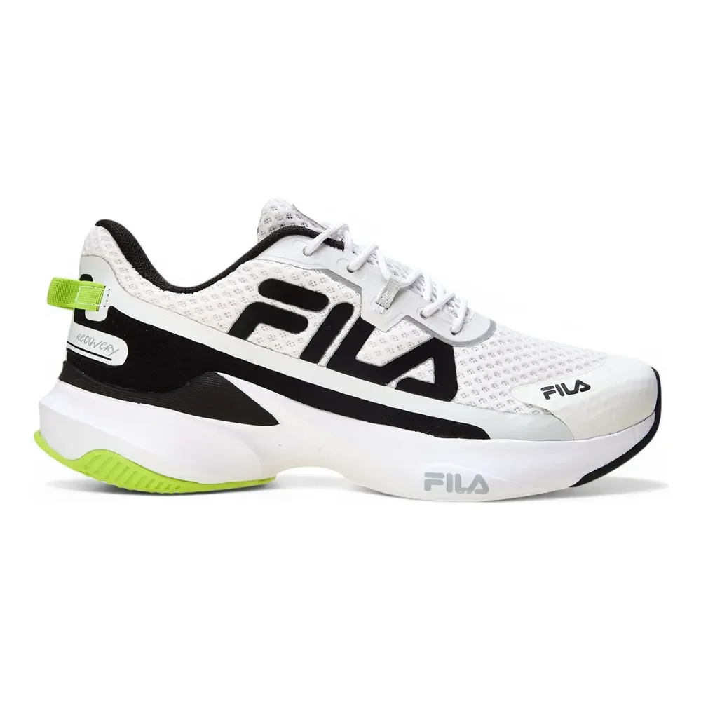 Tênis Masculino Recovery Fila  Branco/preto/verde Limão Lisa 38 Br