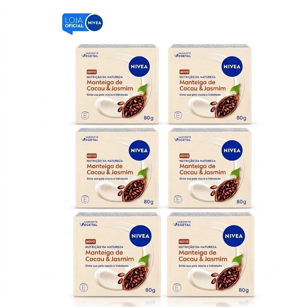 KIT NIVEA Sabonete Manteiga Cacau e Jasmim 80g - 6 Unidades